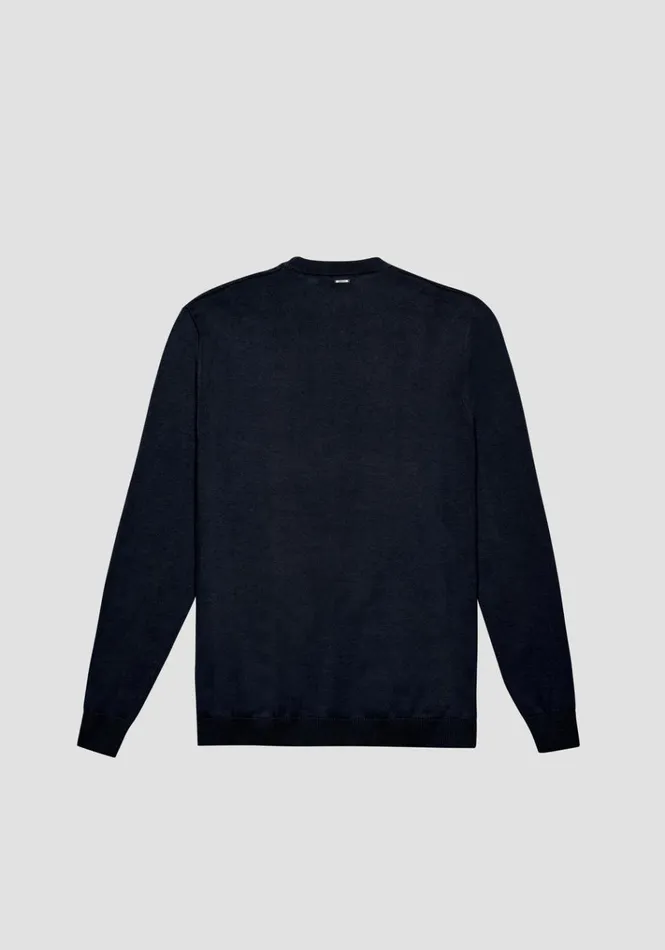 Knitwear Men Antony Morato Regular Fit Wool Blend Jumper With Geometric Pattern Blue Ink