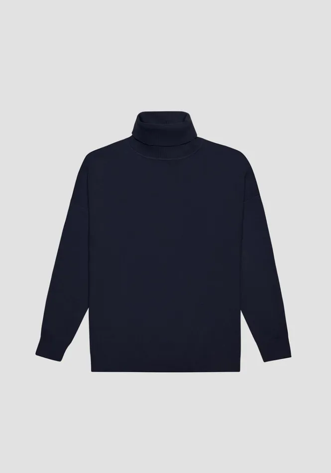 Knitwear Men Antony Morato Relaxed Fit Sweater In Viscose And Nylon Blend Blue