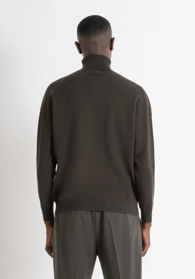 Knitwear Men Antony Morato Relaxed Fit Sweater In Viscose And Nylon Blend Dark Olive Green