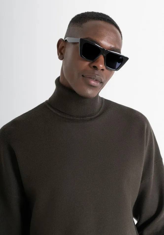 Knitwear Men Antony Morato Relaxed Fit Sweater In Viscose And Nylon Blend Dark Olive Green