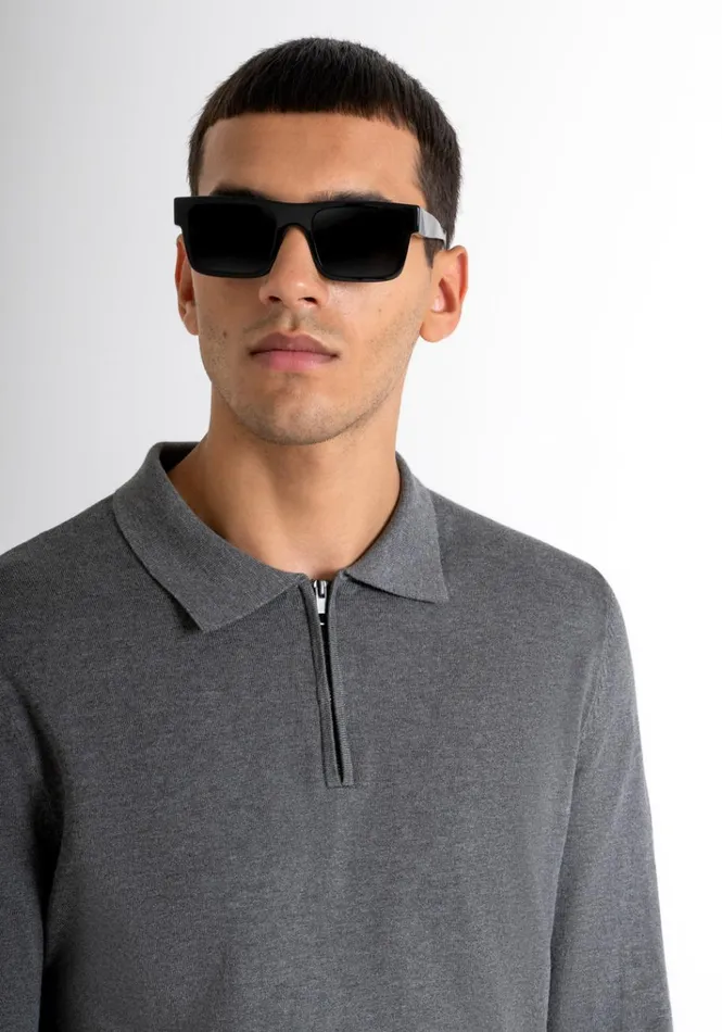 Knitwear Men Antony Morato Slim Fit Collar Grey Sweater In Elastic Viscose Medium Melgrey