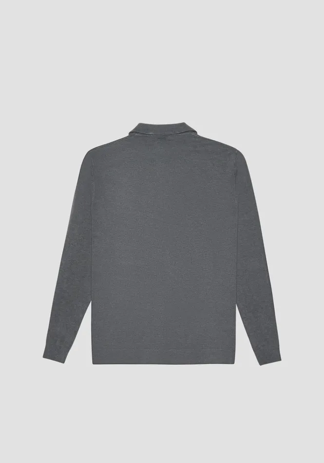 Knitwear Men Antony Morato Slim Fit Collar Grey Sweater In Elastic Viscose Medium Melgrey