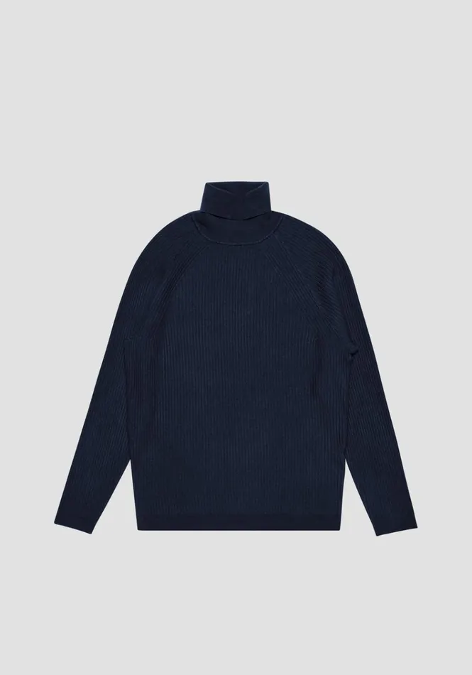 Knitwear Men Antony Morato Slim Fit Sweater In Elastic Viscose Blue Ink