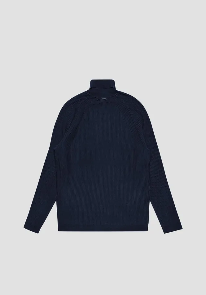 Knitwear Men Antony Morato Slim Fit Sweater In Elastic Viscose Blue Ink