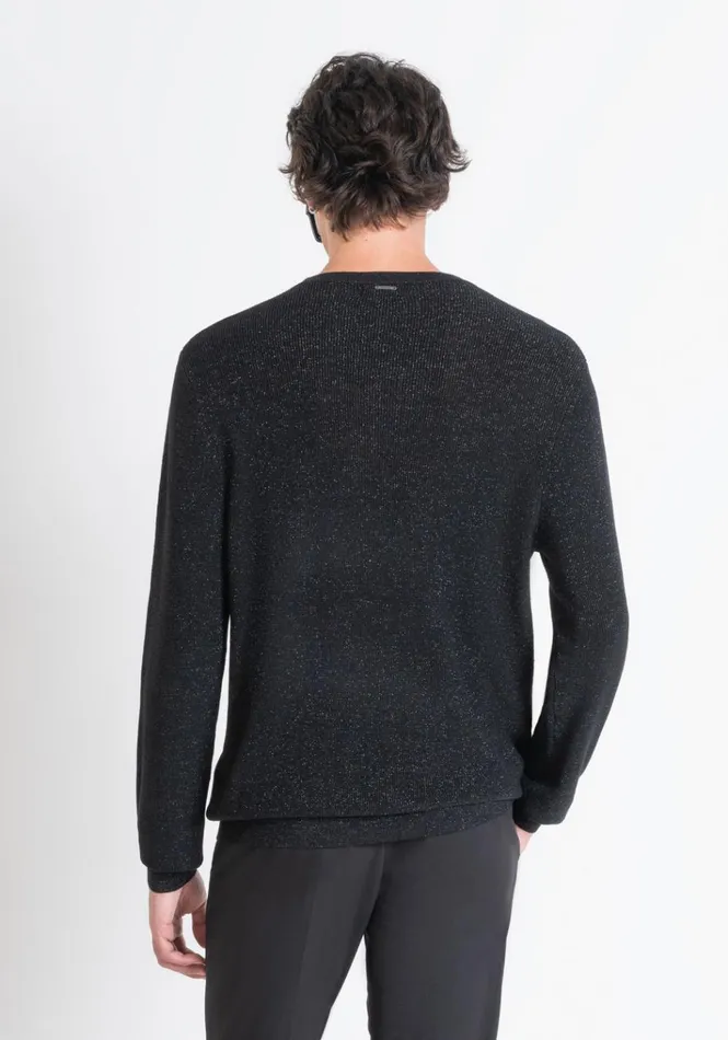 Knitwear Men Antony Morato Slim Fit Sweatshirt In Lurex Wool Blend Black