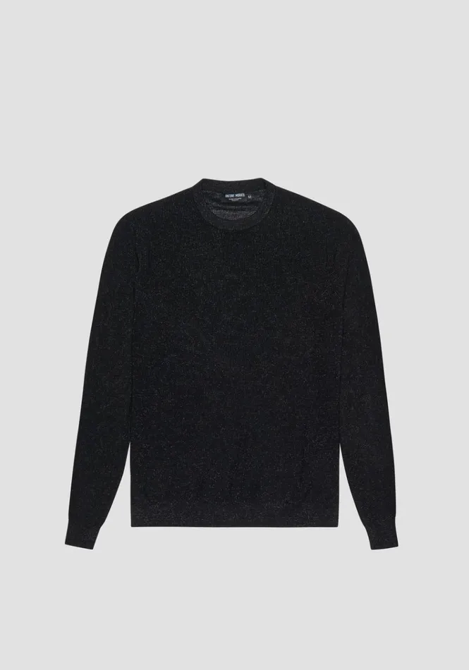 Knitwear Men Antony Morato Slim Fit Sweatshirt In Lurex Wool Blend Black