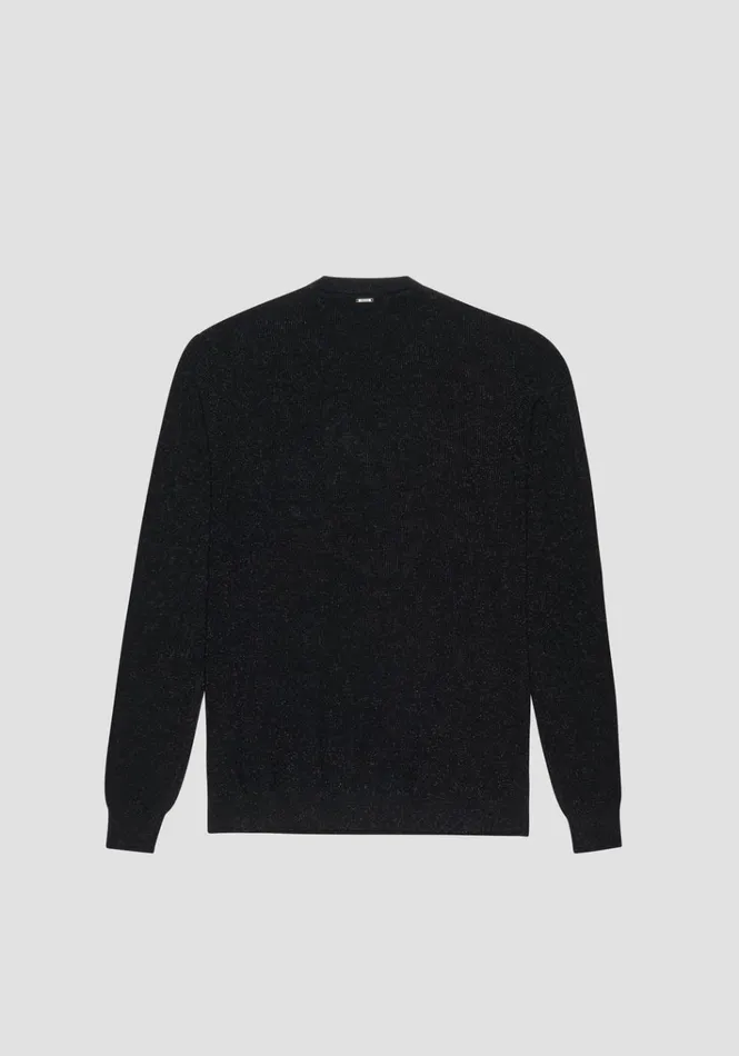 Knitwear Men Antony Morato Slim Fit Sweatshirt In Lurex Wool Blend Black