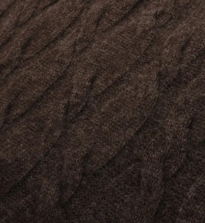 Knitwear Women Sporty and Rich Faubourg Cableknit Wool Cashmere Crewneck 8211 ChocolateCream