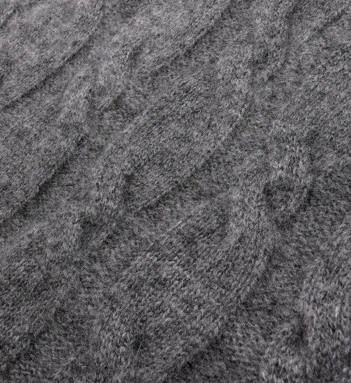 Knitwear Women Sporty and Rich Faubourg Cableknit Wool Cashmere Crewneck 8211 Heather GrayWhite