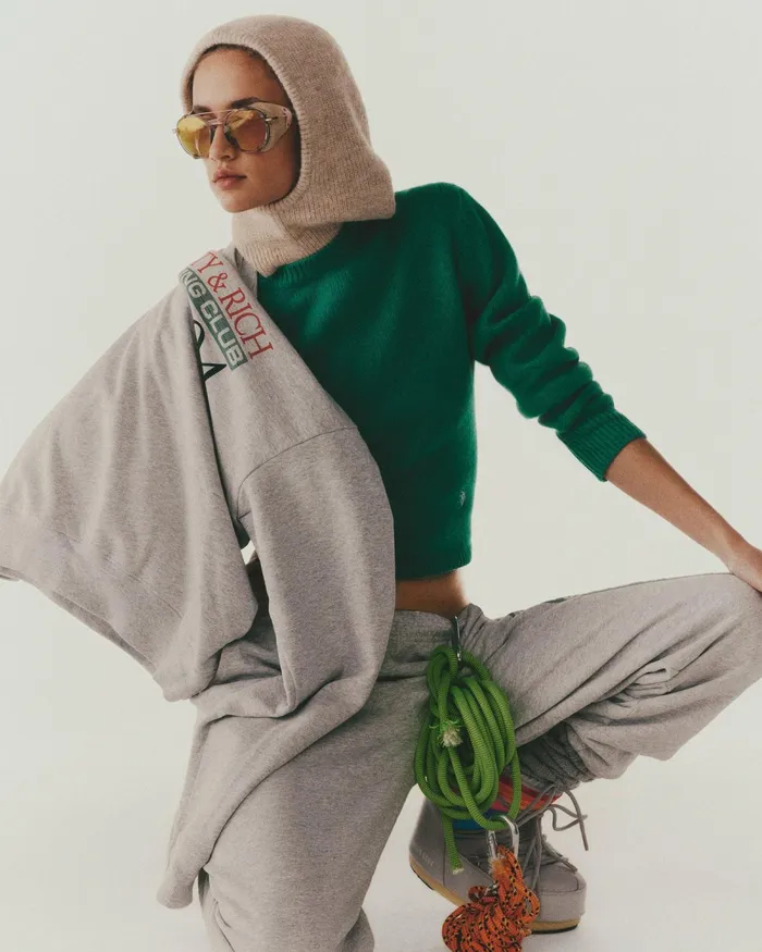 Knitwear Women Sporty and Rich SRC Wool Crewneck 8211 Spring GreenWhite