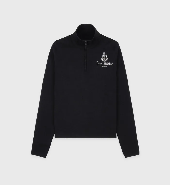 Knitwear Women Sporty and Rich Vendome Minimal Quarter Zip 8211 Black