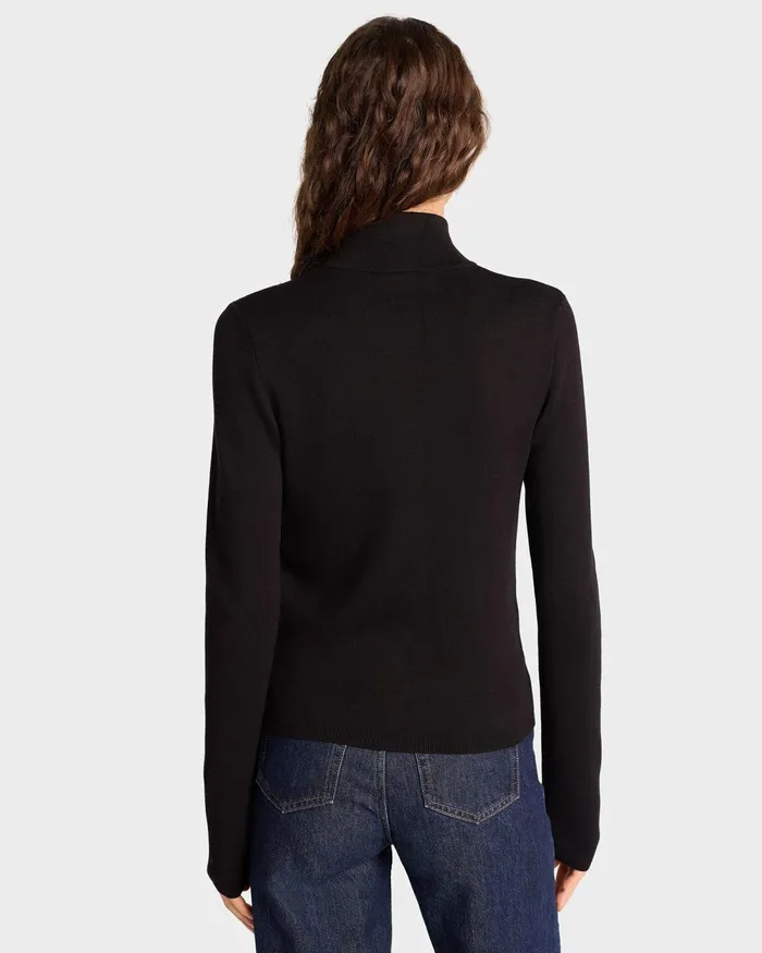 Knitwear Women Sporty and Rich Vendome Minimal Quarter Zip 8211 Black