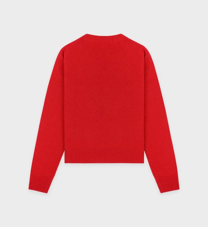 Knitwear Women Sporty and Rich Vendome Script Cashmere Crewneck 8211 RubyWhite