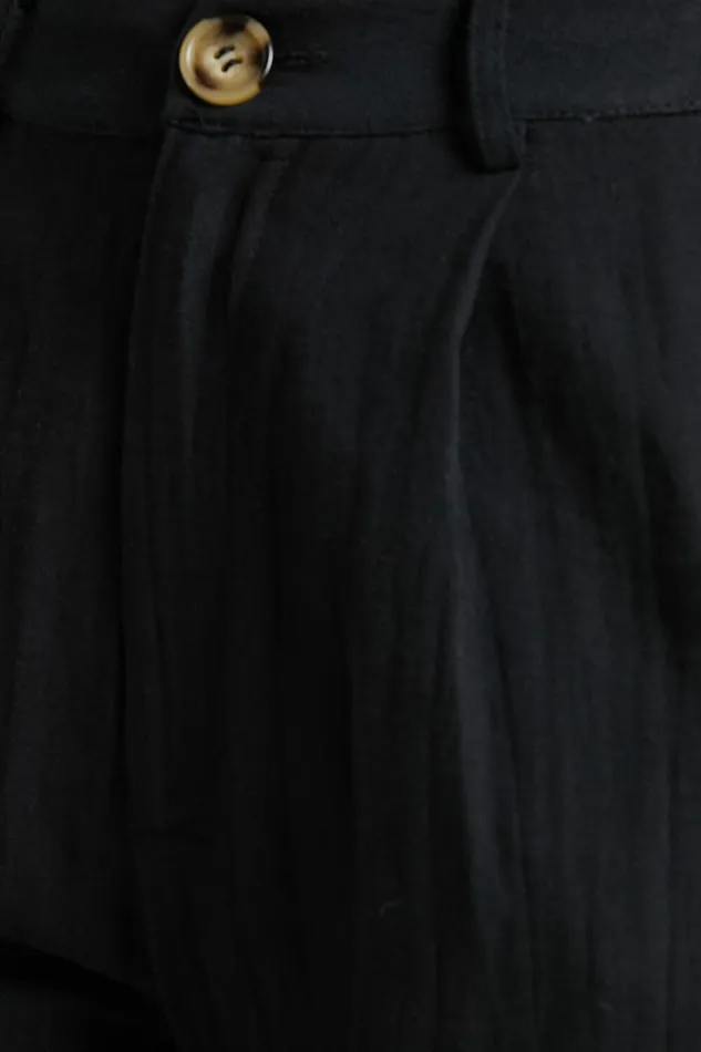Larissa Trousers 8211 Linen Look Mid Waisted Relaxed Straight Leg Trousers In Black Women Showpo Pants