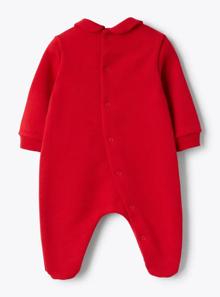 Layette Baby 036 Il Gufo Cotton Fleece Jumpsuit With Appliqu