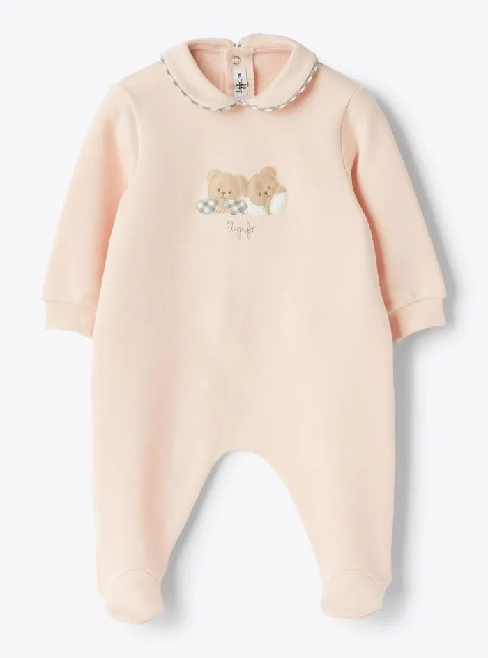 Layette Baby 036 Il Gufo Stretch Cotton Fleece Jumpsuit With Little Bears