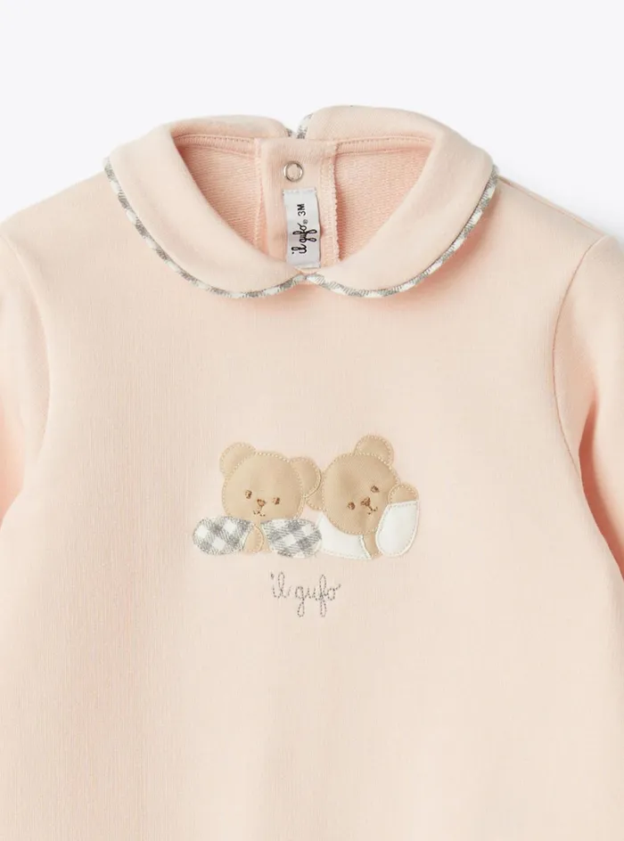 Layette Baby 036 Il Gufo Stretch Cotton Fleece Jumpsuit With Little Bears