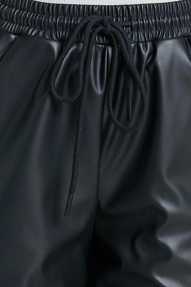 Leah Pants 8211 High Waist Drawstring Faux Leather Pants In Black Women Showpo Pants