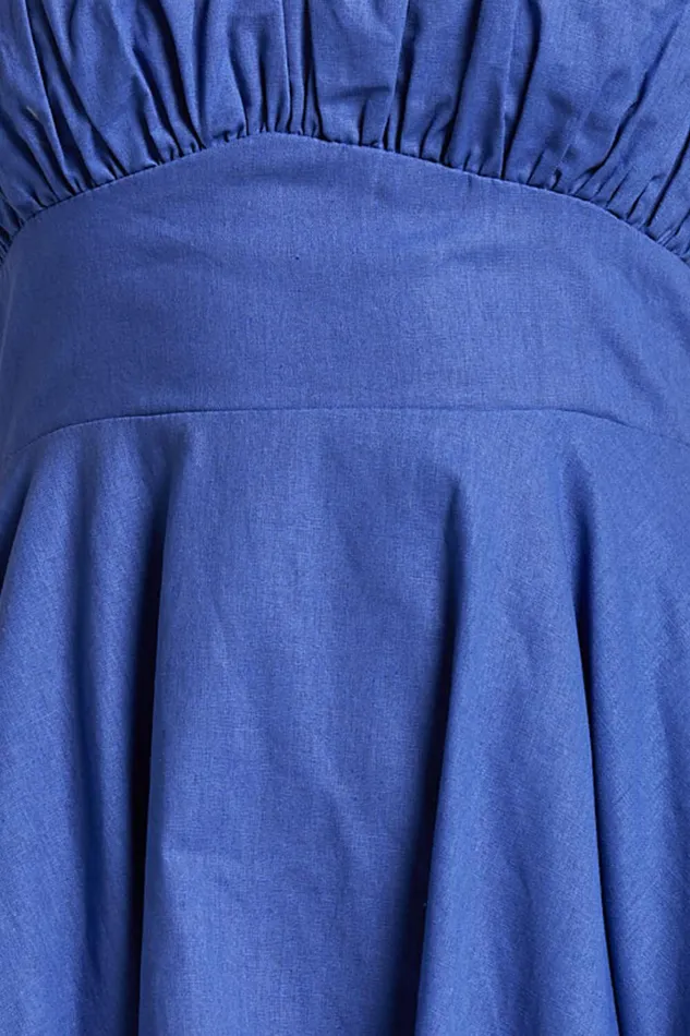 Leuven Mini Dress 8211 Linen Look Empire Waist Dress In Blue Women Showpo Conscious