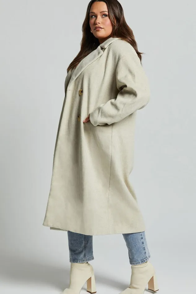 Libee Coat 8211 Double Breasted Longline Coat In Oatmeal Women Showpo Jackets and Coats
