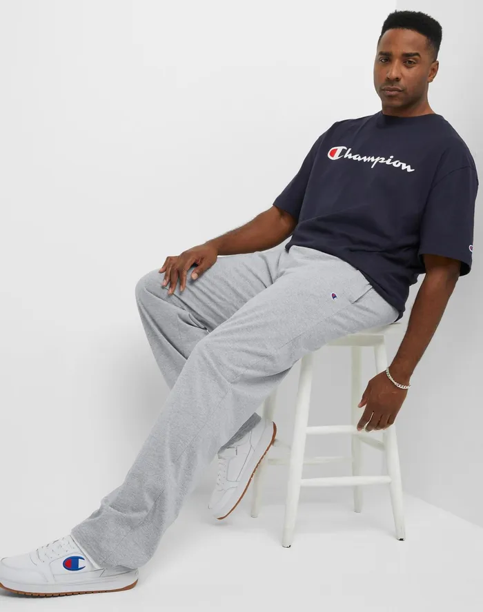 Lightweight Lounge Pants Open Hem C Logo Big and Tall Oxford Grey Men Champion Pants and Joggers