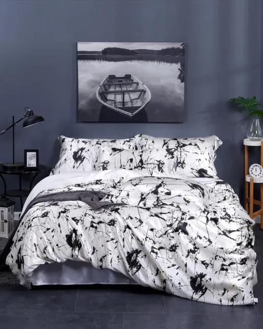 Lilysilk 19 Momme Marbling Print Silk Duvet Cover Home Silk Bedding Sets