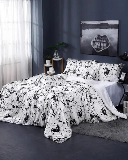 Lilysilk 19 Momme Marbling Print Silk Duvet Cover Home Silk Bedding Sets