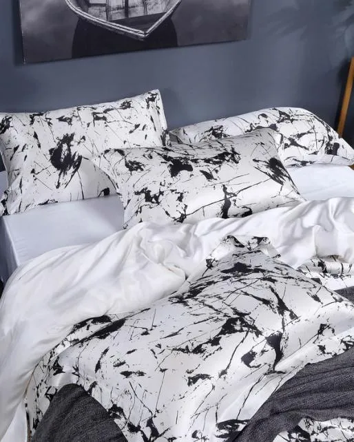Lilysilk 19 Momme Marbling Print Silk Duvet Cover Home Silk Bedding Sets