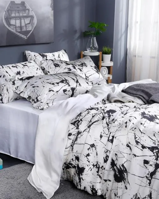 Lilysilk 19 Momme Marbling Print Silk Duvet Cover Home Silk Bedding Sets
