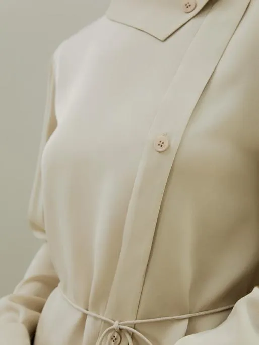 Lilysilk Asymmetrical Silk Shirt With Waist Tie Elegant And Simple Women Blouses Shirts