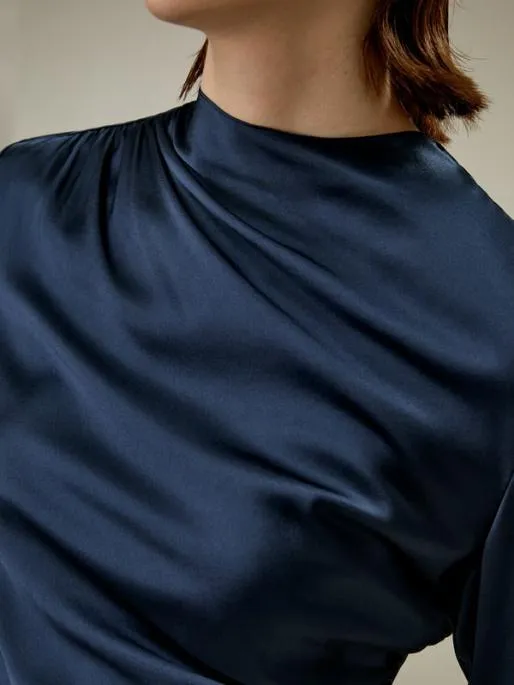 Lilysilk Charming Silk Blouse With Oblique Pleats Women Blouses Shirts