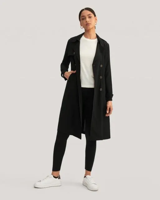 Lilysilk Classic Woman Double Breasted Silk Trench Coat Women Outerwear