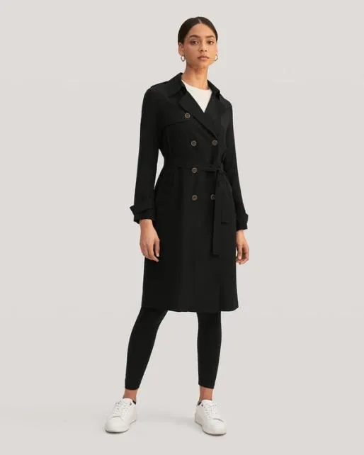 Lilysilk Classic Woman Double Breasted Silk Trench Coat Women Outerwear