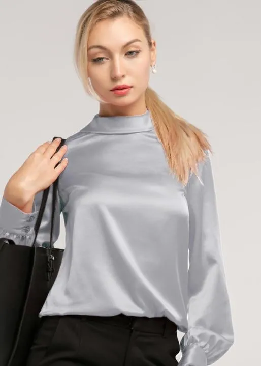 Lilysilk Cozy Stand Collar Long Sleeves Womens Silk Blouse Women Blouses Shirts