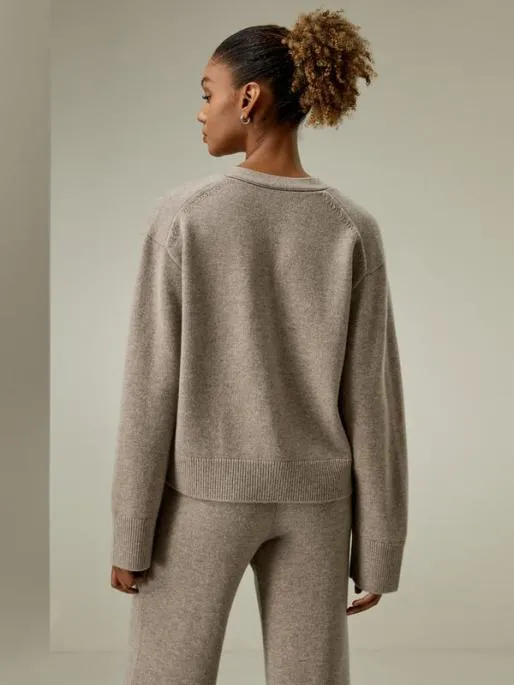 Lilysilk Cropped WoolCashmere Blend Cardigan Sweater Women Knitwear