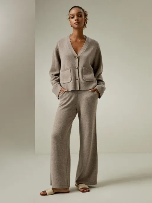 Lilysilk Cropped WoolCashmere Blend Cardigan Sweater Women Knitwear