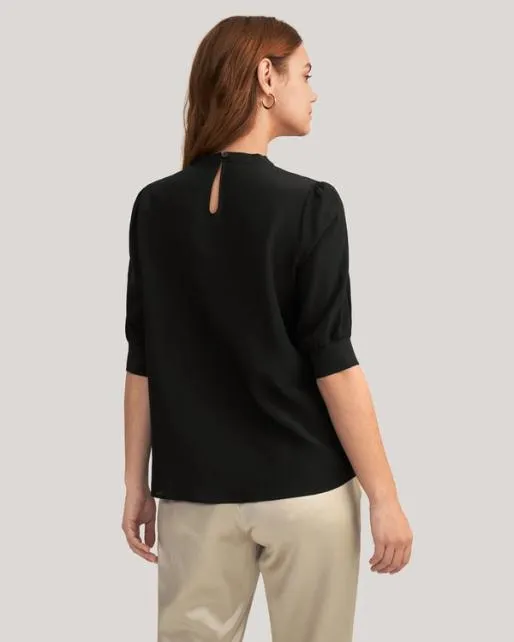 Lilysilk Elegant Casual Silk Tee With Rib Cuff Women Tops