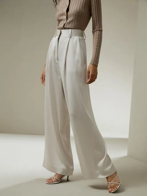 Lilysilk HighWaisted Wide Leg Dense Silk Pants Women Bottoms