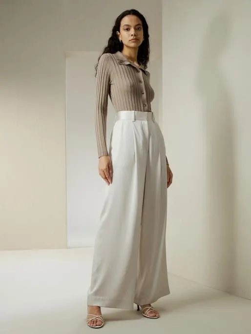 Lilysilk HighWaisted Wide Leg Dense Silk Pants Women Bottoms