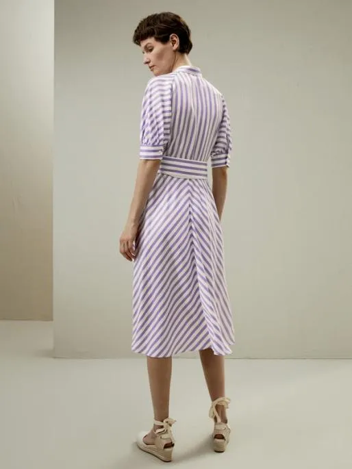 Lilysilk Lavender Striped Silk Shirtdress For Practical And Versatile Style Women Jumpsuits Dresses