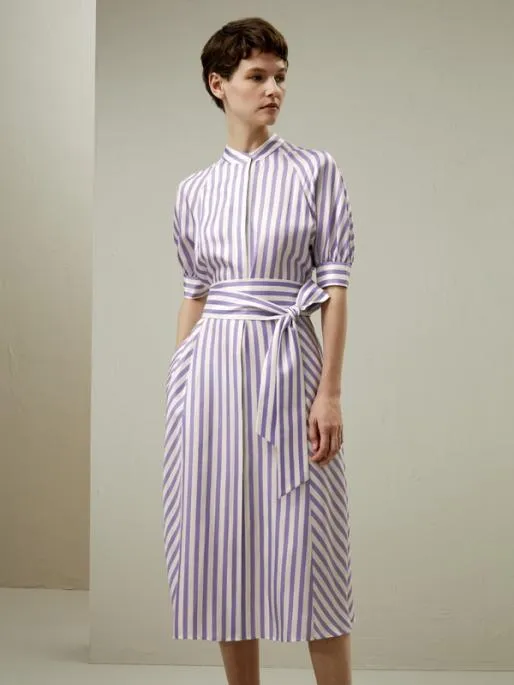 Lilysilk Lavender Striped Silk Shirtdress For Practical And Versatile Style Women Jumpsuits Dresses