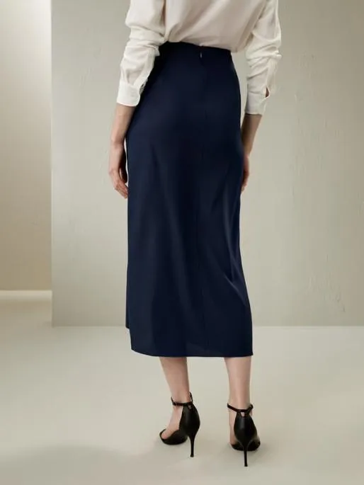 Lilysilk Luxury Tucked Drape Silk Split Maxi Skirt With Pleating Essential Skirt For Any Occasion Women Bottoms