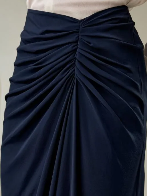 Lilysilk Luxury Tucked Drape Silk Split Maxi Skirt With Pleating Essential Skirt For Any Occasion Women Bottoms
