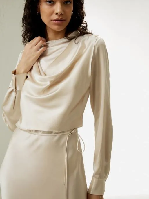 Lilysilk Mock Neck Silk Midi Dress Women Jumpsuits Dresses