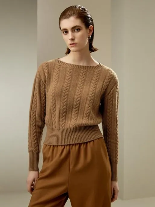 Lilysilk Pure Cashmere Drop Shoulder Crew Neck Sweater Women Knitwear