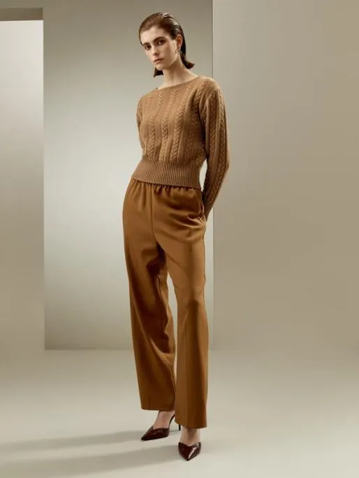 Lilysilk Pure Cashmere Drop Shoulder Crew Neck Sweater Women Knitwear