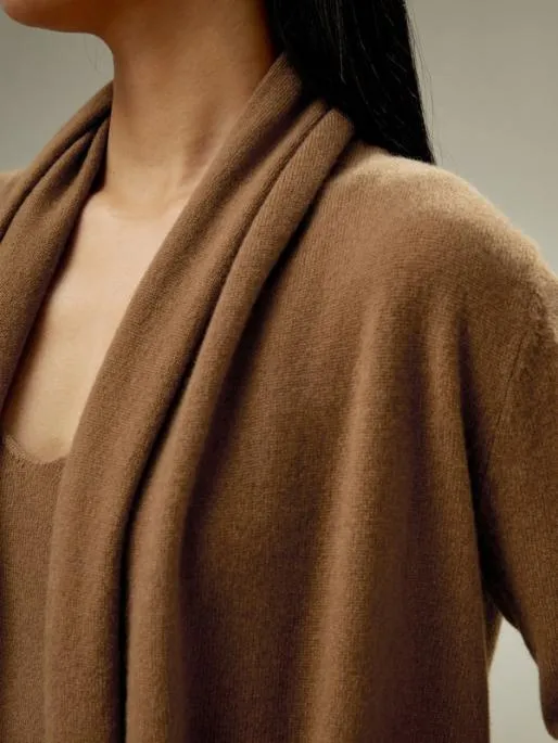 Lilysilk Pure Cashmere Pile Collar Relaxed Fit Cardigan Women Knitwear