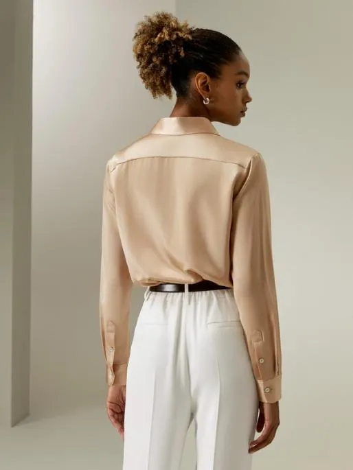 Lilysilk Satin Silk Shirt With Shell Button Women Blouses Shirts