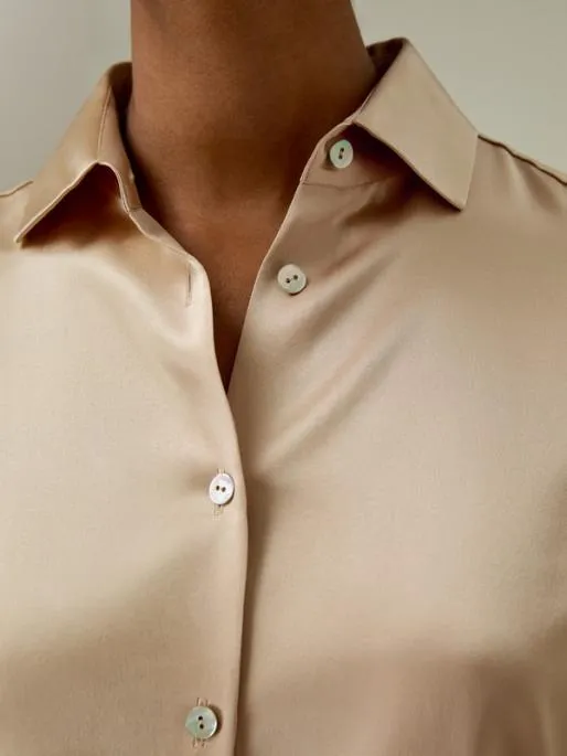 Lilysilk Satin Silk Shirt With Shell Button Women Blouses Shirts