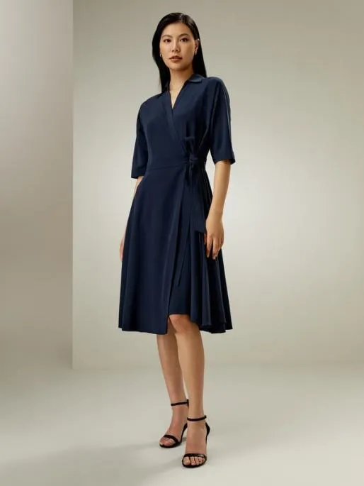 Lilysilk Silk Front Tie Vneck Wrap Dress Women Jumpsuits Dresses